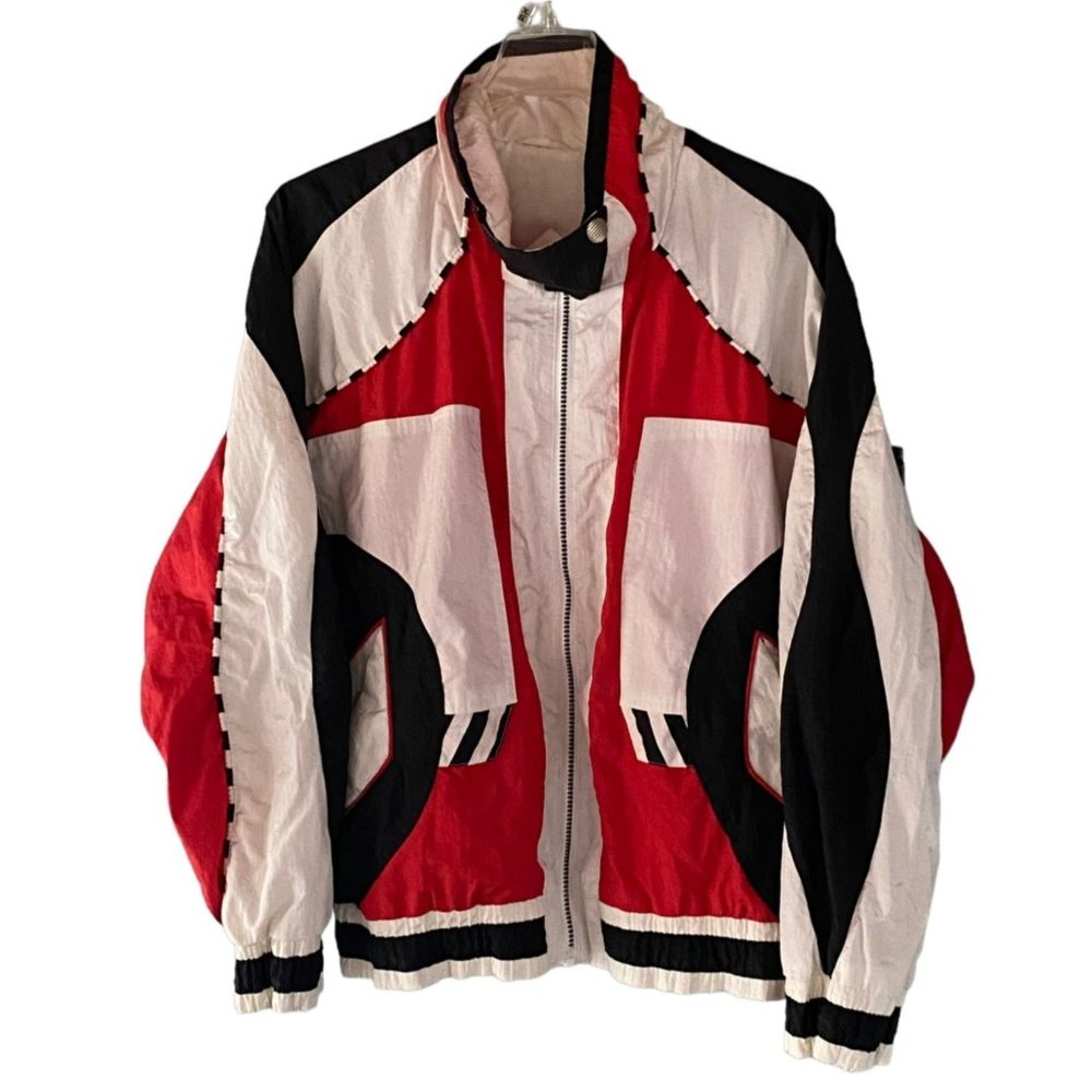 Vintage 80s East West M Jacket Windbreaker Oversized Colorblock LINING TORN